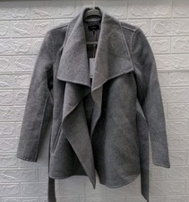 New Quince Double Faced Merino Wool Draped Collar Coat Heather Grey Size XS