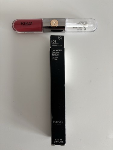 KIKO Milano Unlimited Double Touch 108, lápiz labial líquido - rojo grosella satinada - Imagen 7 de 8