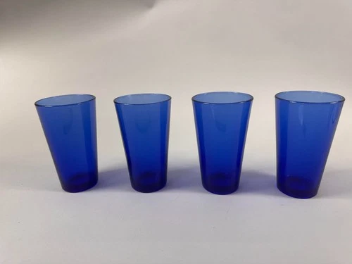 Libbey Cobalt Flare Tumbler Glass Cup Set Of 4