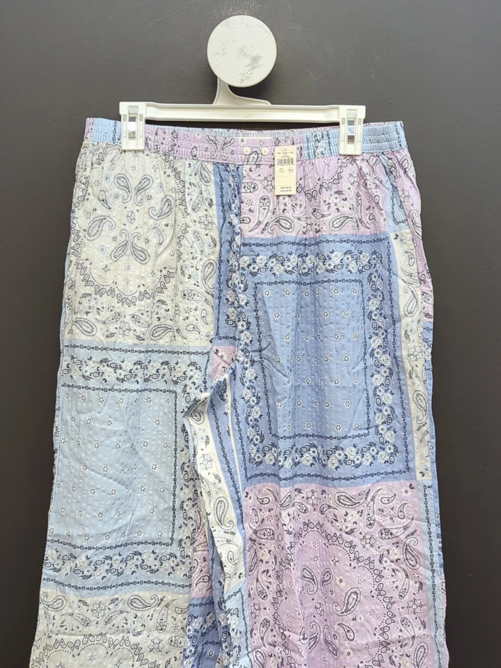 Брюки Aerie Off Duty Seersucker Side Tie пижама размер Large Monaco синие - Изображение 3 из 4