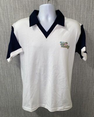 Vtg Minnesota Kicks Soccer Toffs Mens White/Navy Blue V-Neck Polo Size S NWT