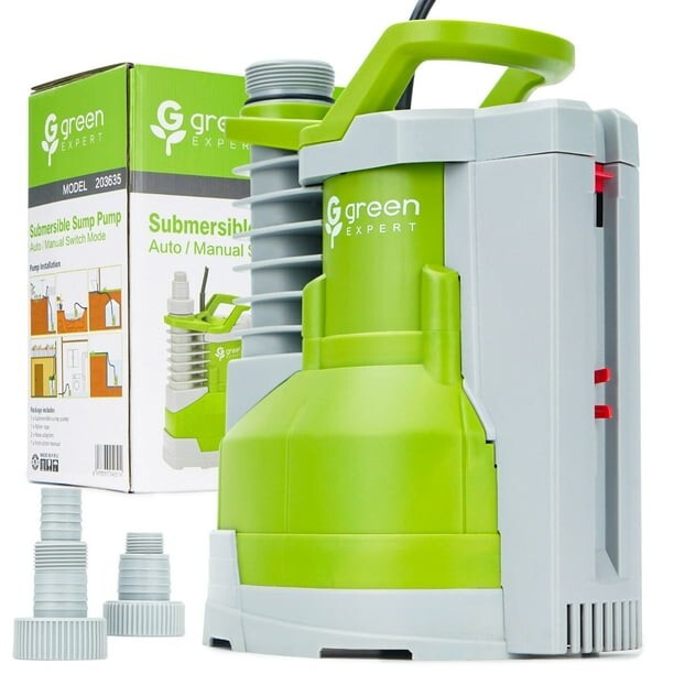 Green Expert 1/2HP Submersible Sump Pump Stable Built-in Float Switch 3000GPH...