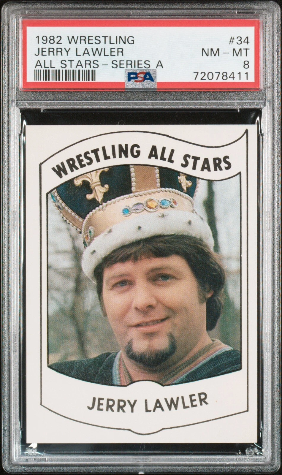 PSA 8 1982 Wrestling All Stars Jerry Lawler #34 WWF WWE Card Series A King NM-MT