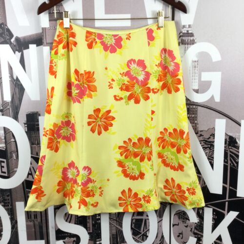 Carlisle 100% Silk Yellow Orange Floral Skirt Size 6 - Picture 2 of 3