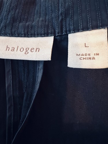 Halogen Blazer Jacket Ribbed Button Down L Black - Picture 7 of 9