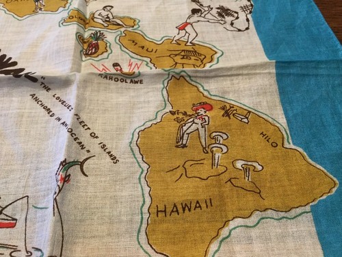 hawaii souvenir handkerchief state hankie 1960 vintage hanky vtg