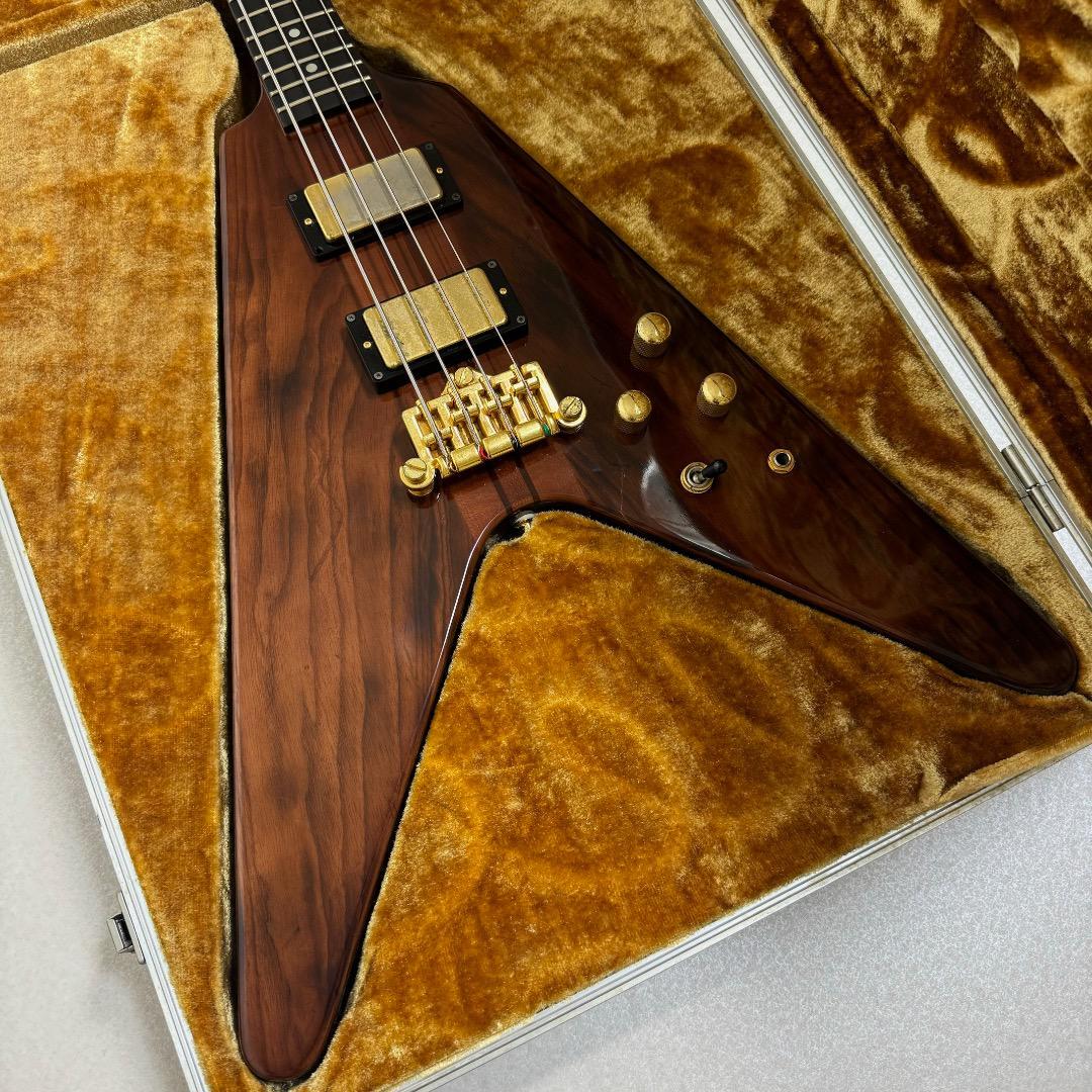 Greco Flying V Bass See Thru Brown Ebony Electric Bass Greco Flying V Bass See Thru Brown Ebony Electric Bass