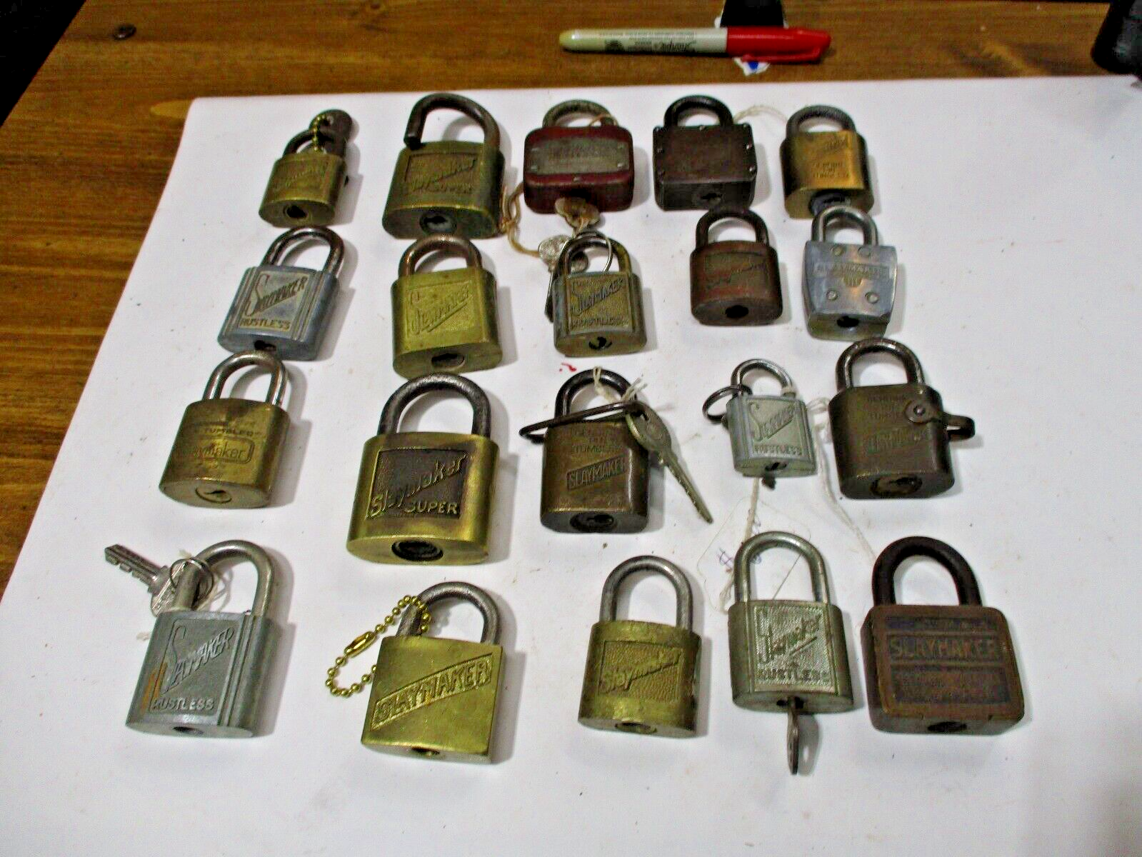 Vintage Slaymaker Padlock Lot of 20 with Some Keys Antique