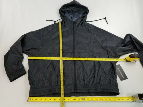 BCBGMAXAZRIA women rain jacket hooded full zip BMAX0011 black grey sz L - Picture 6 of 11