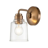 Wandleuchte Flurleuchte Schlafzimmerlampe Stahl Glas Messing H 24,3 Cm 1-Flammig