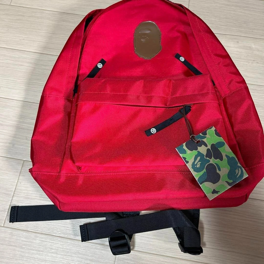 A Bathing Ape BAPE Backpack Daypack Nylon Red Unused Japan