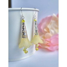 Yellow Flower Dangle Earrings Floral Earrings Gift For Her Christmas Gift