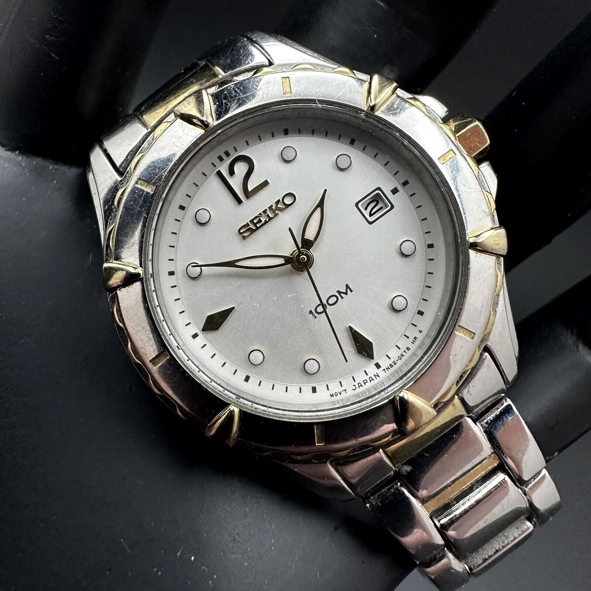 Seiko Two-Tone Stainless Steel Womens Date Watch SXDA94 New 