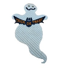 Vintage Plastic Canvas Yarn 2 Ft Ghost Decor Wall Hanging Halloween Sign door