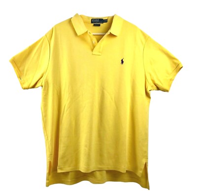 Vtg Polo Ralph Lauren Custom Fit Shirt Mens XL Yellow Cotton Knit