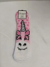 Snugadoo Too Woman's Super Soft Fuzzy Socks Pink W/Unicorn OSFM! BNWT!