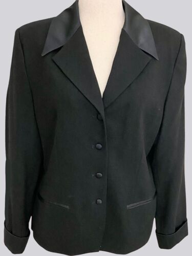 Vintage Lord & Taylor Women's 2 Pc Black Pant Suit Luxurious Pure New Wool Sz 16 - Picture 3 of 11
