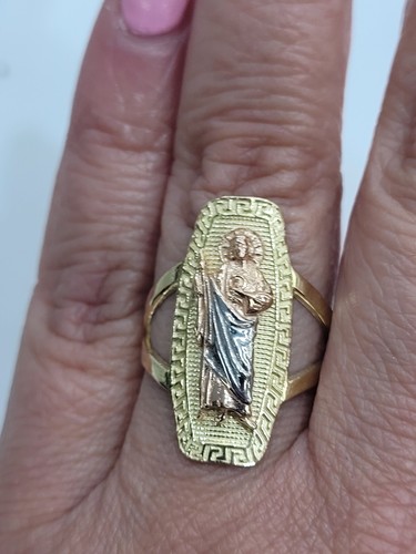 Long solid 14k Gold Saint Jude Judas Ring Size 6 7 8 9 10 Greek - Picture 9 of 20