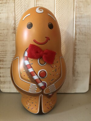 Christmas Ginger Bread Man TIN container, Fill It With Candy Nuts, Toys, Fruits