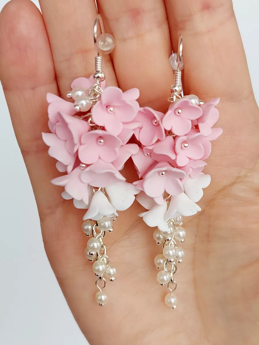 Handmade Polymer Clay Earrings, Floral Earrings, Dangle Earrings