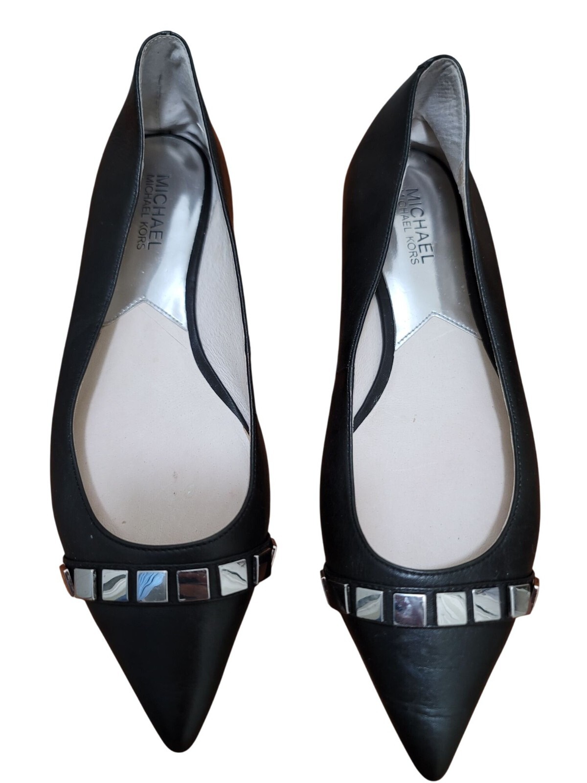 Michael Kors Black Studded Leather Flats Size 7M