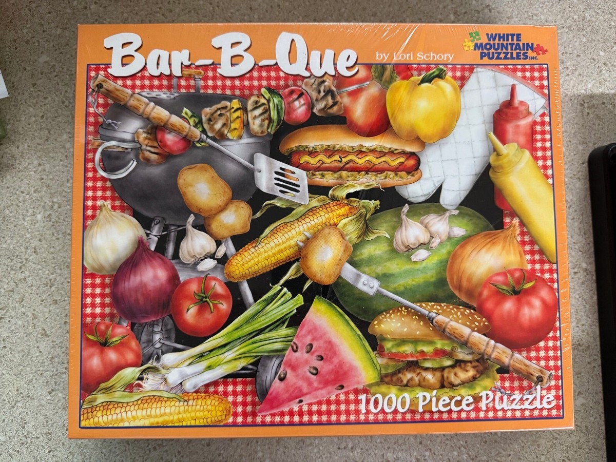 White Mountain Bar-B-Que Cookout Grill 1000 Piece Puzzle New Sealed Torn  Plastic