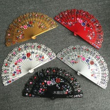 Spanish Style Hand Painted Flower Fan Wood Fan Custom Dance Wedding Gift