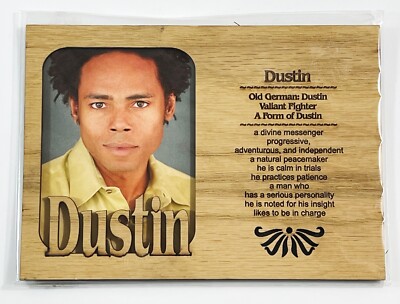 DUSTIN Personalized Name Profile Laser Engraved Wood Picture Frame Magnet