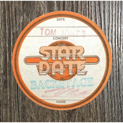 Vintage Tom Jones 1970's World Tour Crew Backstage Stage Pass Fabric ...