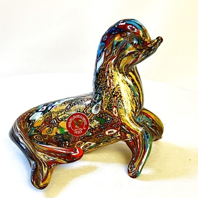 Murano Sea Lion Seal Figurine Venetian Italian Art Glass New Handcrafted 4  long