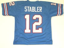 UNSIGNED CUSTOM Sewn Stitched Ken Stabler Blue Jersey - M, L, XL, 2XL