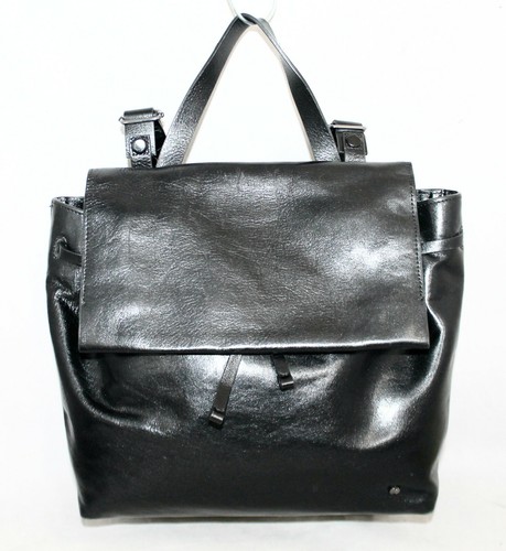 HALSTON Heritage Black Glossy Leather 