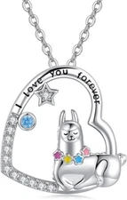 925 Sterling Silver Alpaca Llama Pendant Necklace Jewelry Gift for Woman Girl
