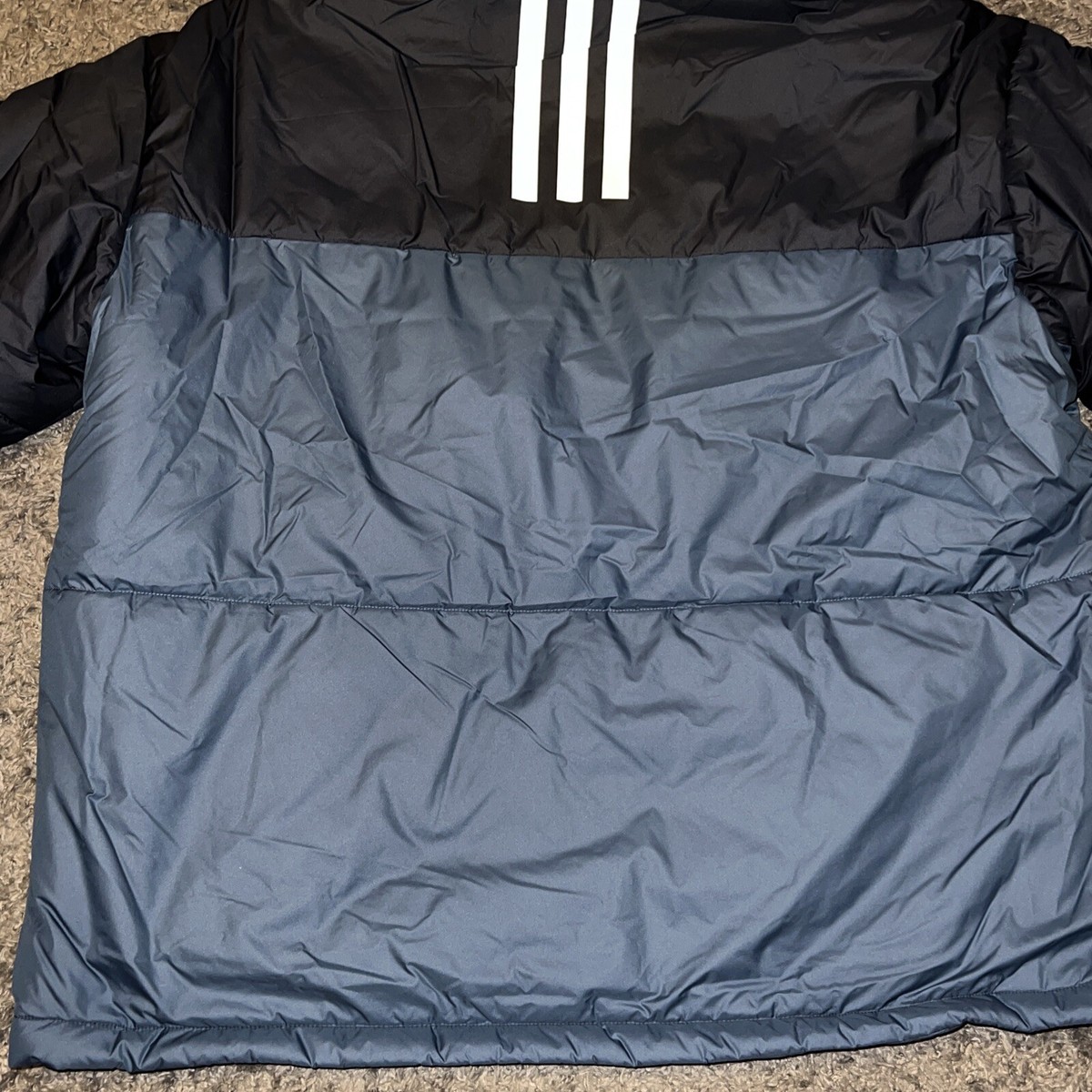 NEW Adidas Men's Navy BCS 3-Stripes Puffy Hooded Jacket Full