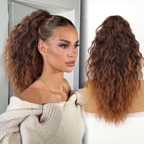 18Inch Wavy Curly Hair Claw Clip Ponytail Clip In Drawstring Ponytail Extension - Picture 25 of 30