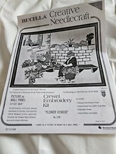 NIOP VTG BUCILLA CREATIVE NEEDLECRAFT CREWEL EMBROIDERY KIT FLOWER VENDOR