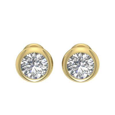 Solitaire Stud Earrings I1 H Ct Natural Diamond Yellow Gold