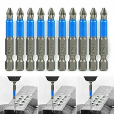 10Pcs 1/4'' Magnetic Hex Shank Anti-slip PH2 Phillips Screwdriver Drill Bits Set
