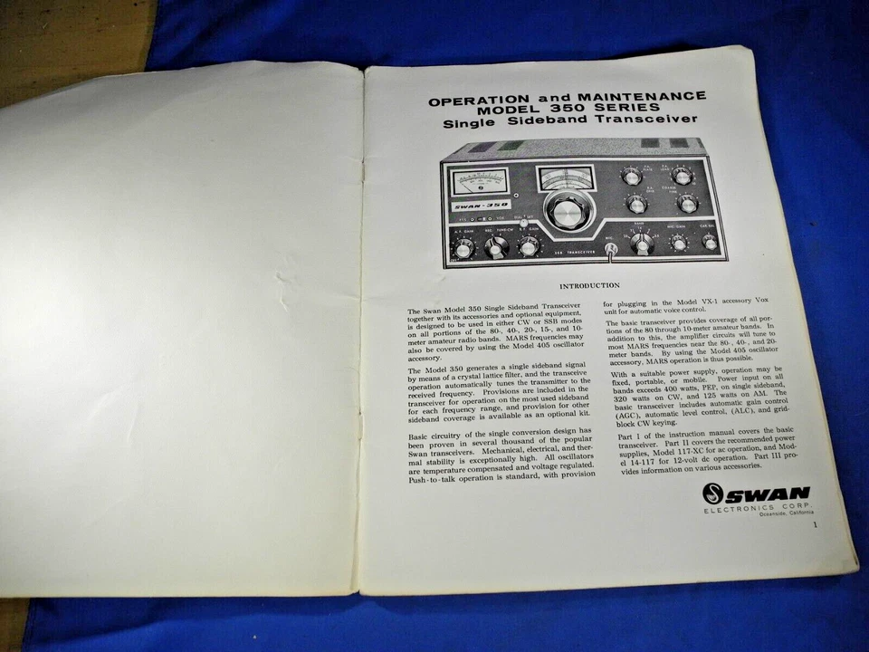 Swan Model 350 Transceiver Operation and Maintenance Manual (original) - Image 2 of 4