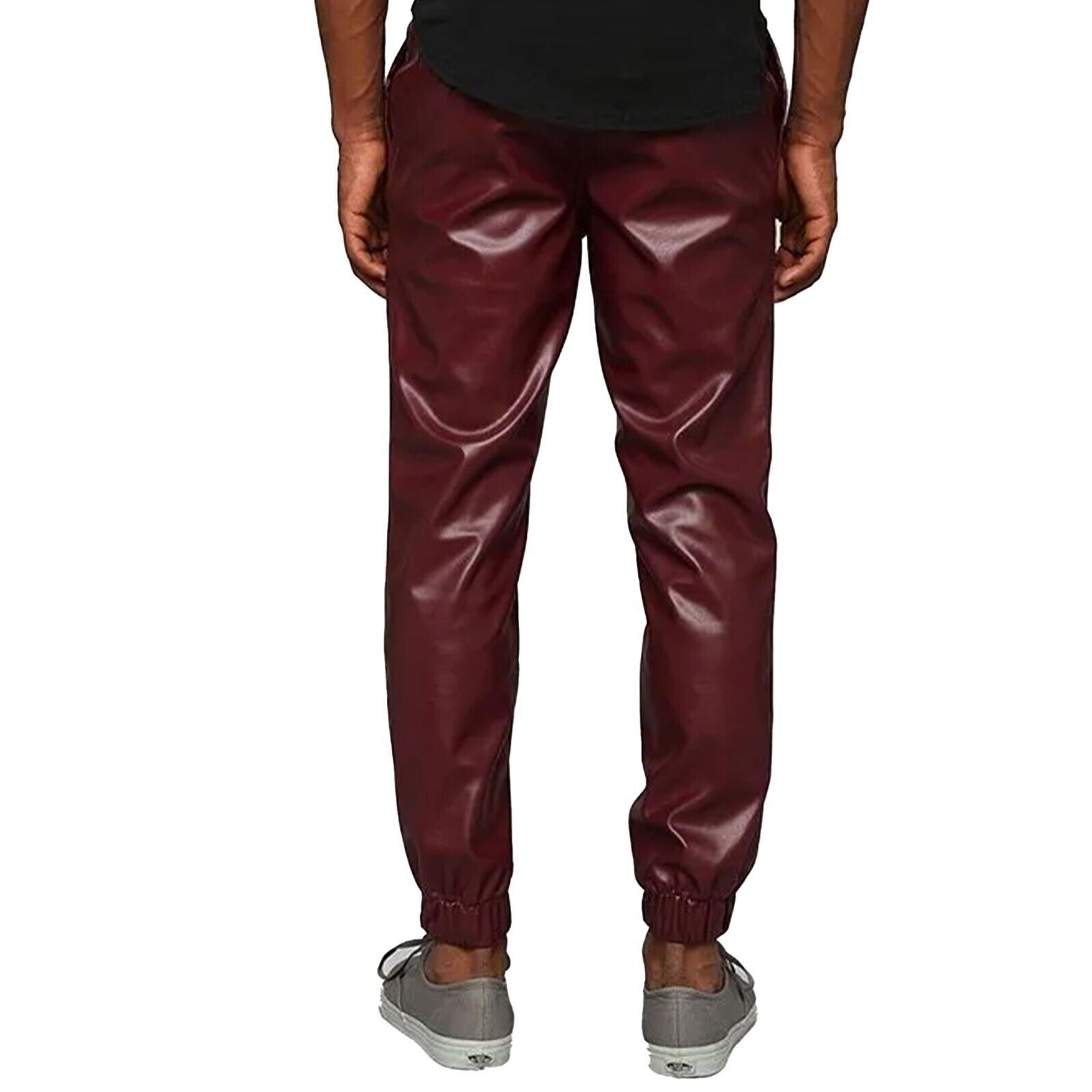 SAOLA Uomo Rosso Scuro Sudare Pelle Pantaloni — Casual E Sportivo Ideale per Palestra