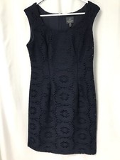 US Size 10 Adrianna Papell Sleeveless Midi Lace Navy Sheath Dress
