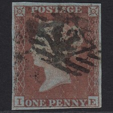 L17_07 GB QV 1841 1d RED-BROWN PLATE 164 SG8-B1(1) IE GU LONDON IS CANCEL 4M