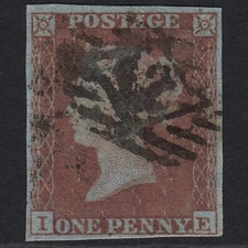 L17_07 GB QV 1841 1d RED-BROWN PLATE 164 SG8-B1(1) IE GU LONDON IS CANCEL 4M