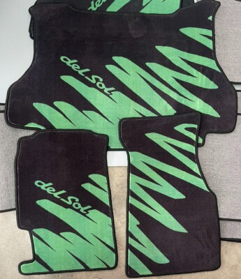 Samba Green Honda Del Sol Zig Zag Mats - 3pc Set - Front Mats +