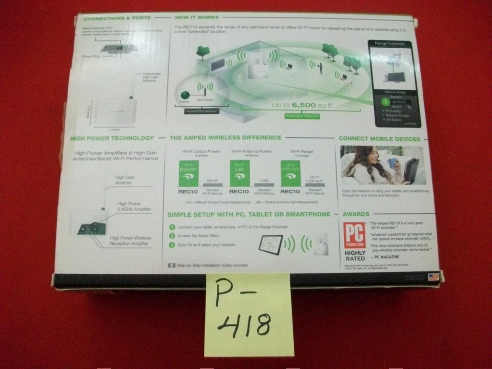 NEW AMPED/WIRELESS HIGHPOWER WI-FI RANGE EXTENDER 6,500 SQ. FT #REC10 600mW PORT - Image 2 of 4