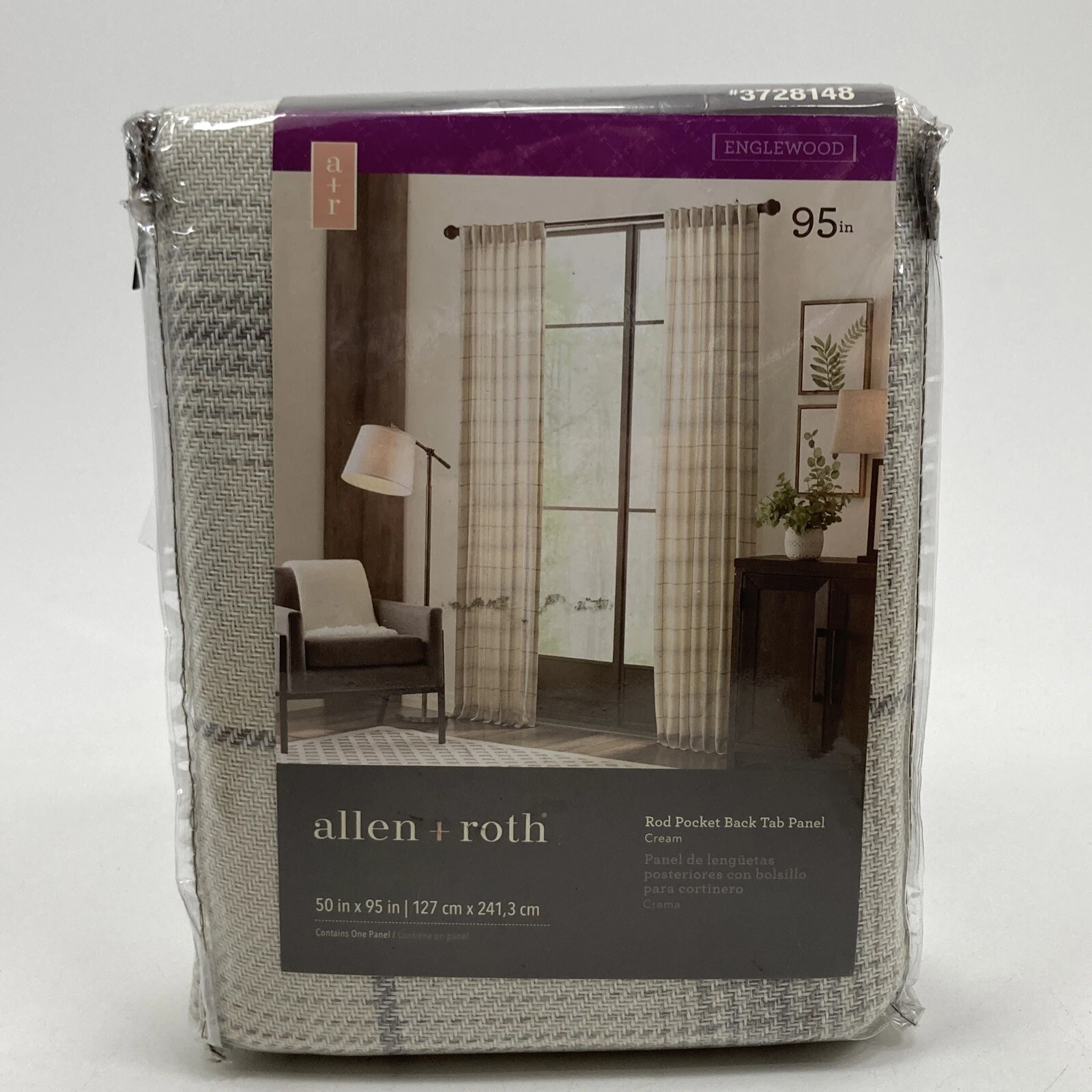 Allen + Roth ENGLEWOOD 50”x95” Rod Pocket Back Tab Panel Curtain Cream 3728148