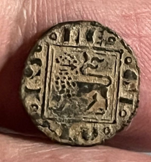 Cincin19 MEDIEVAL Muy Bonito Obolo de ALFONSO X marca menguante y creciente