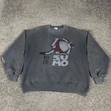 Vintage B Kliban Sweatshirt Mens XL Sumo Cat Hawaii Graphic Crazy Shirts 80s