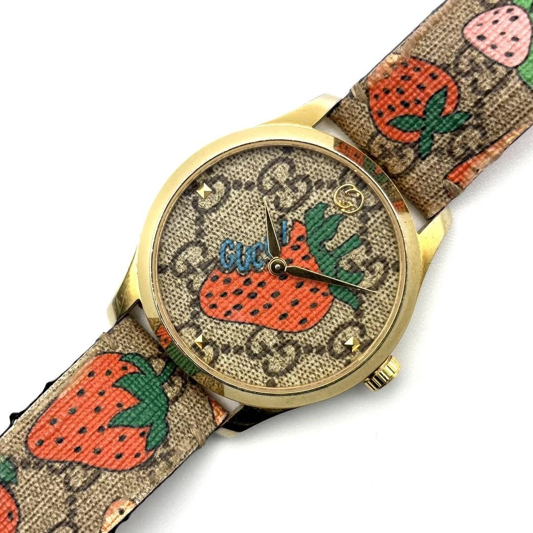 Montre Gucci G Timeless Fraise 126.4   État de fonctionnement   Design rare