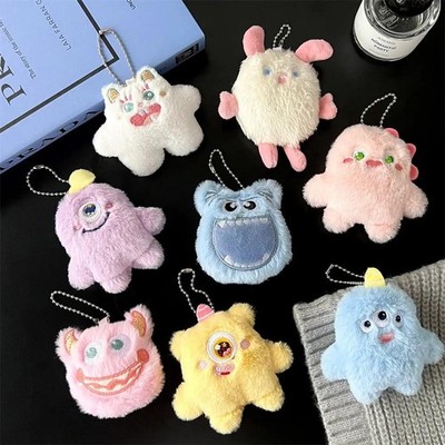 8Pcs Cute One eyed Monster Doll Pendant Plush Doll Backpack Pendant Keychain